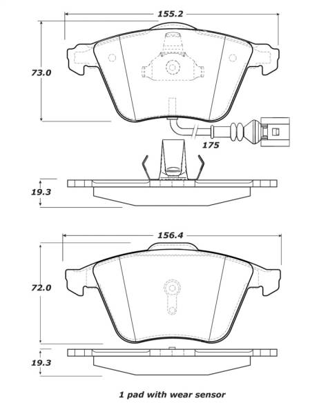 Stoptech - StopTech Street Touring 08-13 Audi TT Quattro / 12 VW Golf R Front Brake Pads - 308.11110