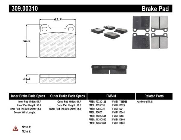 Stoptech - StopTech Performance 98-04 Volvo C70/98-00 V70 Rear Brake Pads - 309.00310