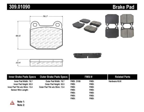Stoptech - StopTech Performance 05-06 Lotus Exige Front Brake Pads - 309.01090
