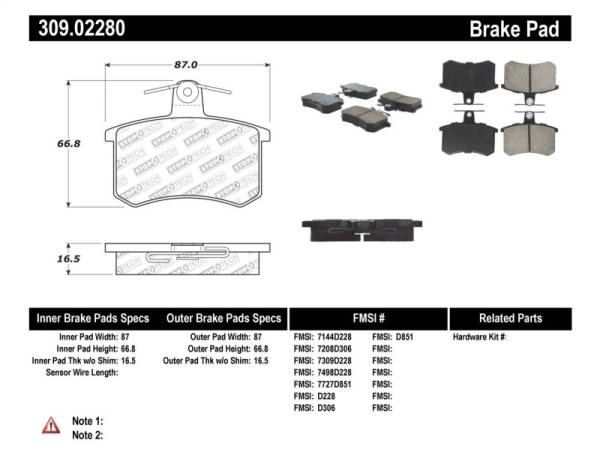 Stoptech - StopTech Performance 96-2/97 Audi A4 / 96-01 A4 Quattro / 95-98 A6 Rear Brake Pads - 309.02280