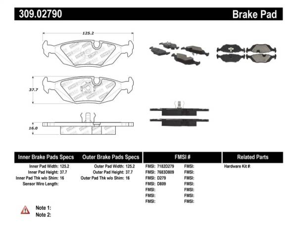Stoptech - StopTech Performance Rear Brake Pads - 309.02790