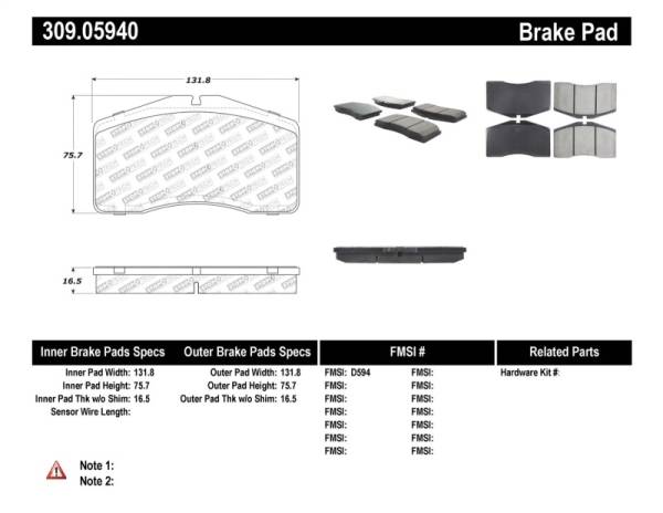Stoptech - StopTech Performance 92-98 Porsche 911 Front Brake Pads - 309.05940