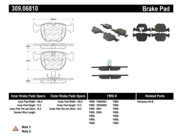 Stoptech - StopTech Performance 00-04 BMW M5 E39 / 00-06 X5 / 03-05 Range Rover HSE Front Brake Pads - 309.06810