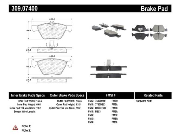 Stoptech - StopTech Performance Brake Pads - 309.07400