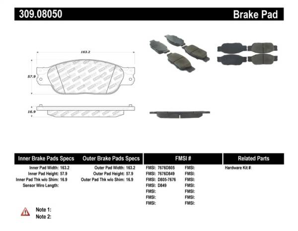 Stoptech - StopTech Performance Brake Pads - 309.08050