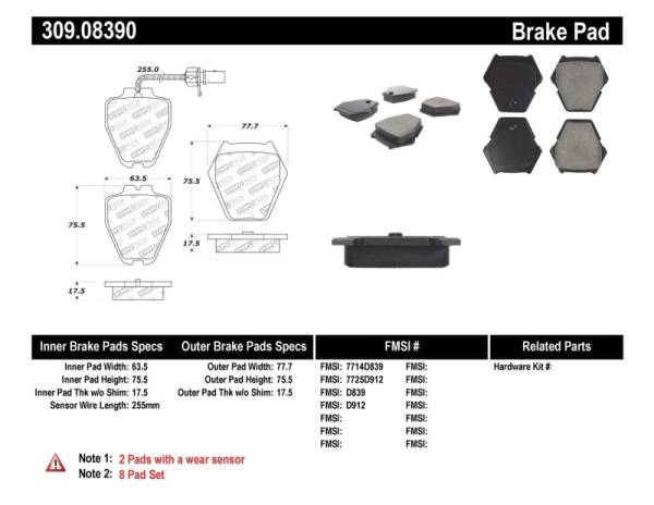 Stoptech - StopTech Performance Brake Pads - 309.08390