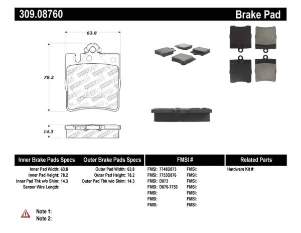 Stoptech - StopTech Performance Brake Pads - 309.08760