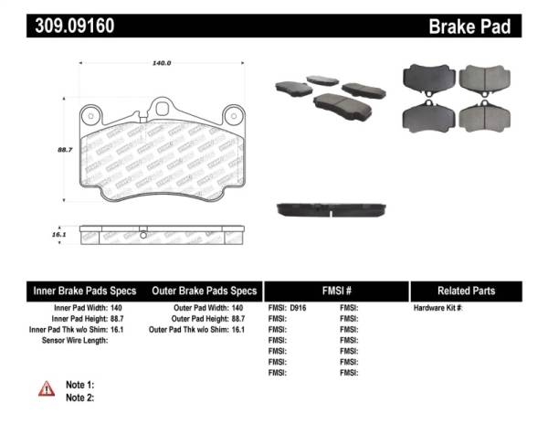 Stoptech - StopTech Performance Brake Pads - 309.09160