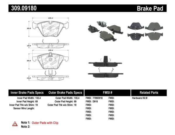 Stoptech - StopTech Performance 07-09 BMW E90/E92/E93 335i Coupe/Sedan Front Brake Pads D918 - 309.09180