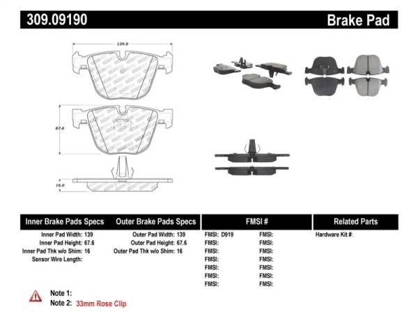 Stoptech - StopTech Performance 06-09 BMW M5 E60 / 07-09 M6 E63/E63 Rear Brake Pads - 309.09190