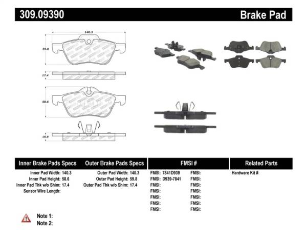 Stoptech - StopTech Performance 02-06 Mini Front Brake Pads - 309.09390