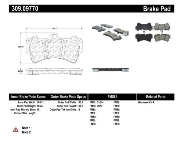 Stoptech - StopTech Performance Porsche Brake Pads - 309.09770