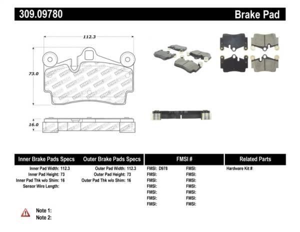 Stoptech - StopTech Performance Brake Pads - 309.09780