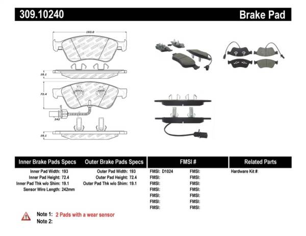 Stoptech - StopTech Performance 07-10 Audi S6/S8 Front Brake Pads - 309.10240