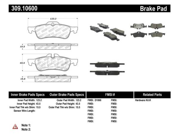 Stoptech - StopTech Performance 02-06 Mini Rear Brake Pads - 309.10600