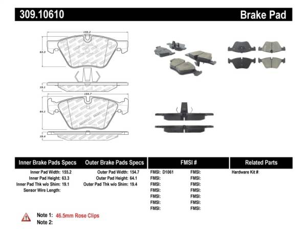 Stoptech - StopTech Performance 12 BMW X1 / 09-13 Z4 / 06 325 Series (Exc E90) Front Brake Pads - 309.10610