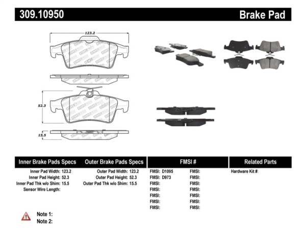 Stoptech - StopTech Performance 07-09 Mazdaspeed3 / 06-07 Mazdaspeed6 / 06-07 Mazda3 Rear Brake Pads - 309.10950