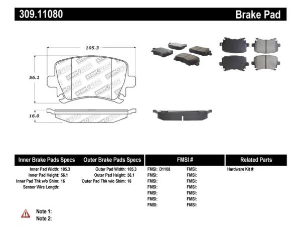 Stoptech - StopTech Performance 06-09 Audi A3 / 05-09 Audi A4/A6 / 08-09 Audi TT / 06-09 VW GTI / 06-09 Jetta - 309.11080