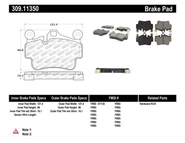 Stoptech - StopTech Performance 09-10 Porsche Boxster / 08-10 Boxster S/Cayman / 05-08 911 Front Brake Pads - 309.11350