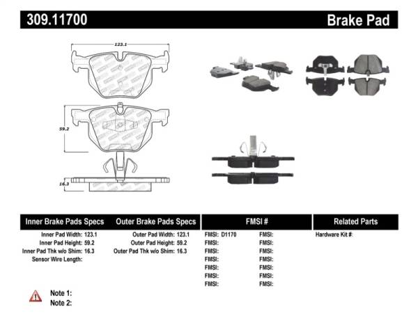 Stoptech - StopTech Performance 06 BMW 330 Series (Exc E90) / 07-09 335 Series Rear Brake Pads - 309.11700