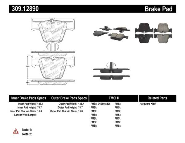 Stoptech - StopTech Performance Brake Pads - 309.12890
