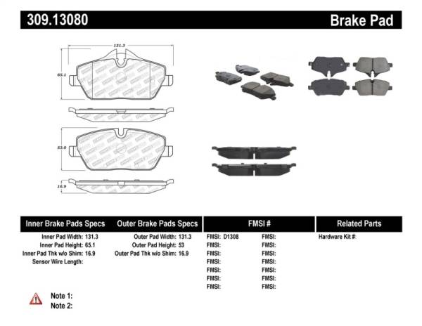 Stoptech - StopTech Performance Brake Pads - 309.13080