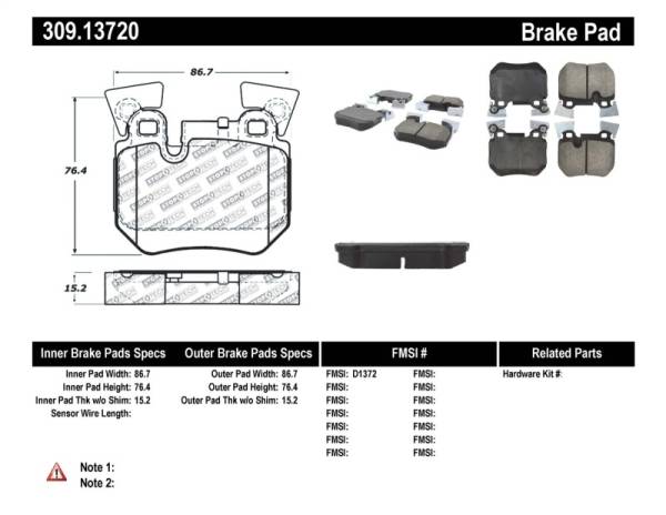 Stoptech - StopTech Performance 08-09 BMW 128i/135i Coupe Rear Brake Pads - 309.13720