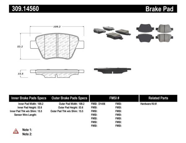Stoptech - StopTech Performance Volkswagen Rear Brake Pads - 309.14560