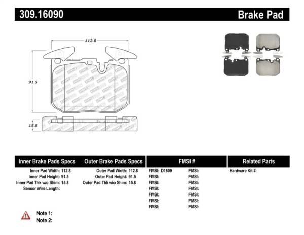 Stoptech - StopTech Performance Brake Pads - 309.16090