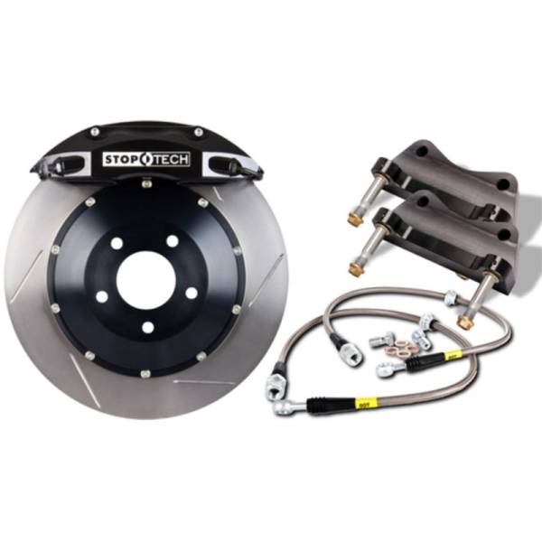 Stoptech - StopTech BBK 01-07 BMW M3 (E46) Rear 4 Piston 355x32 Black Calipers Slotted Two Piece Rotors - 83.137.0047.51