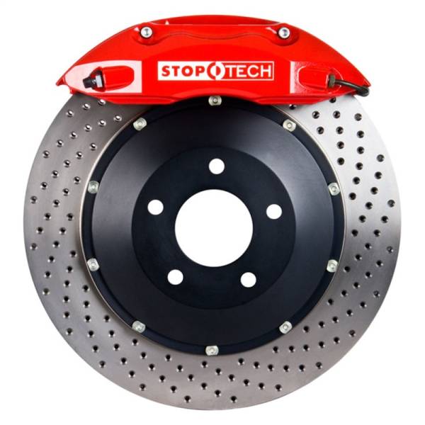 Stoptech - StopTech 08-10 Porsche Cayman S Rear BBK ST-40 Caliper Red / 2pc Drilled 332x32mm Rotor - 83.788.0046.72