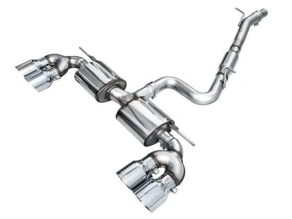 AWE Tuning - AWE MK8 Volkswagen Golf R 3in Touring Edition Quad Exhaust - Chrome Silver Tips - 3015-42658