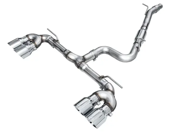 AWE Tuning - AWE MK8 Volkswagen Golf R 3in Track Edition Quad Exhaust - Chrome Silver Tips - 3020-42658