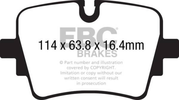 EBC - EBC 14+ Jaguar F-Type (Cast Iron Rotors Only) 5.0 Supercharged (490) Redstuff Rear Brake Pads - DP32192C