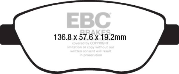 EBC - EBC 14-17 Fiat 500 Redstuff Ceramic Low Dust Front Brake Pads - DP32212C