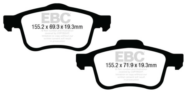 EBC - EBC 13+ Fiat 500L 1.4 Turbo Redstuff Front Brake Pads - DP33026C