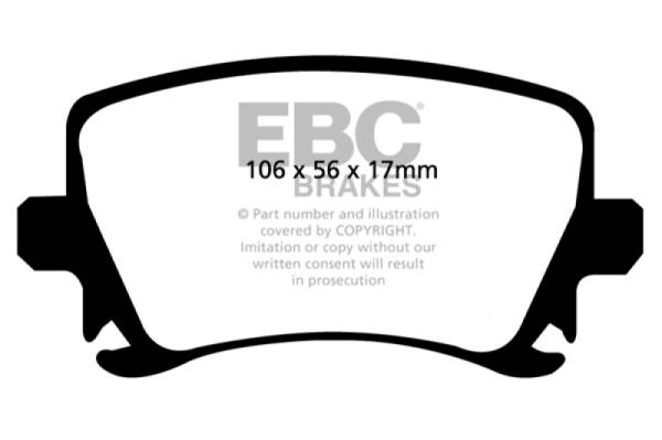 EBC - EBC 06-13 Audi A3 2.0 Turbo (Girling rear caliper) Yellowstuff Rear Brake Pads - DP41518R