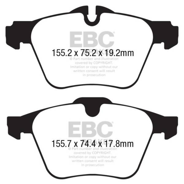 EBC - EBC 13+ Jaguar F-Type (Cast Iron Rotors Only) 3.0 Supercharged (340) Yellowstuff Front Brake Pads - DP42189R