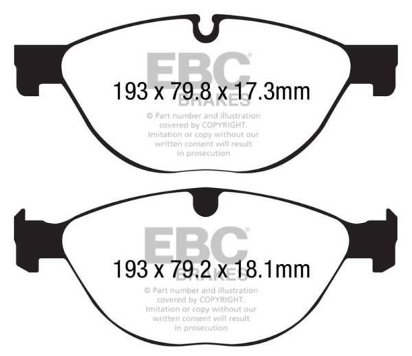 EBC - EBC 13+ Jaguar F-Type (Cast Iron Only) 3.0 Supercharged (380) Perf Pkg Yellowstuff Front Brake Pads - DP42191R