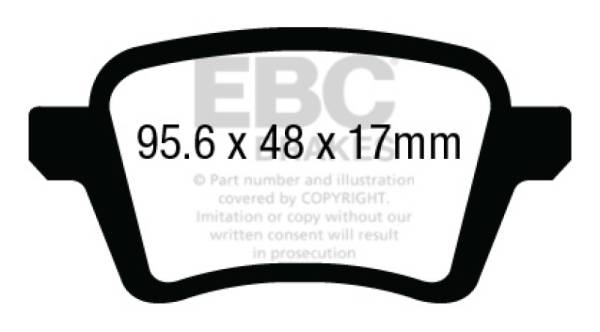 EBC - EBC 13+ Fiat 500L 1.4 Turbo Yellowstuff Rear Brake Pads - DP43027R