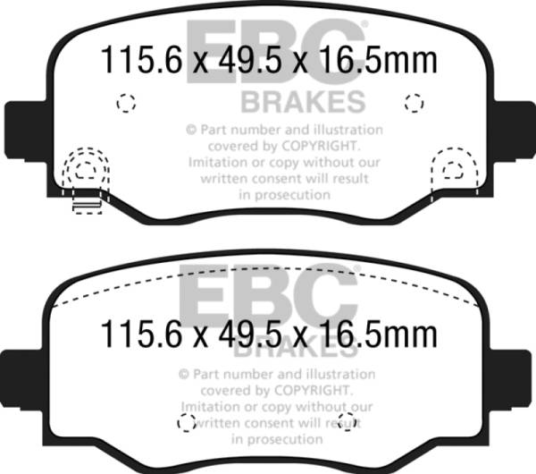 EBC - EBC 15+ Fiat 500X 1.4 Turbo Greenstuff Rear Brake Pads - DP62237