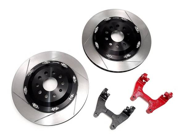 Neuspeed - Neuspeed 350mm Floating Rotor Upgrade Kit Rear - Black Carrier Brackets Audi S3/RS 3 (8V) TTS/TT RS (8S) Golf R / GTI MK7 / Arteon 4-Motion / Atlas MQB - 99.10.49BLK