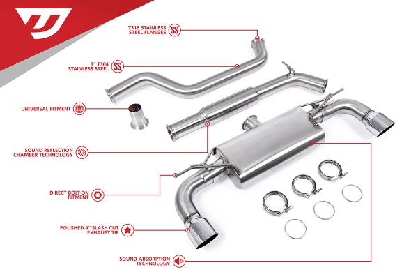 Unitronic - Unitronic Cat-Back for MK7 & MK7.5 GTI- Chrome Tips