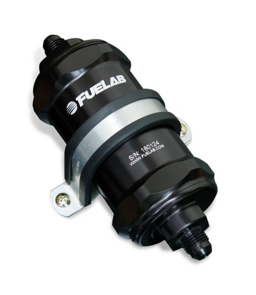 Fuelab - Fuelab 848 In-Line Fuel Filter Standard -6AN In/Out 10 Micron Fabric w/Check Valve - Black - 84801-1
