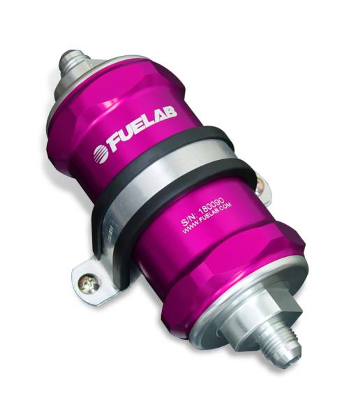 Fuelab - Fuelab 848 In-Line Fuel Filter Standard -6AN In/Out 10 Micron Fabric w/Check Valve - Purple - 84801-4