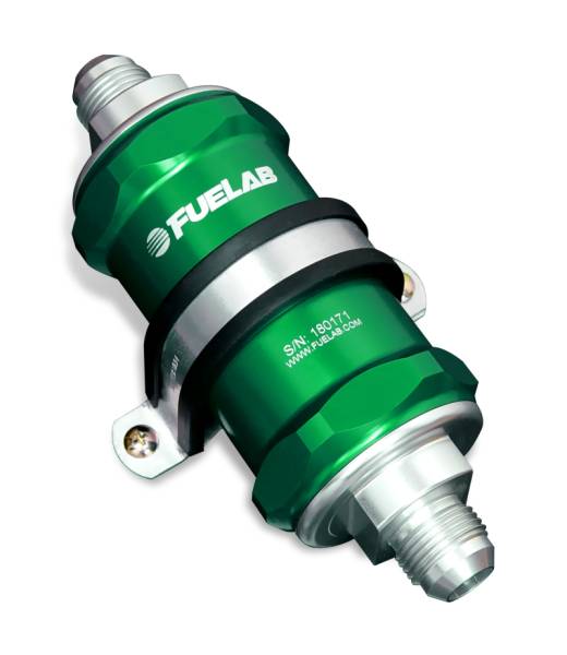 Fuelab - Fuelab 848 In-Line Fuel Filter Standard -6AN In/Out 10 Micron Fabric w/Check Valve - Green - 84801-6