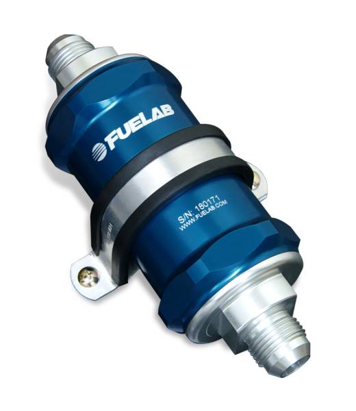 Fuelab - Fuelab 848 In-Line Fuel Filter Standard -8AN In/Out 100 Micron Stainless w/Check Valve - Blue - 84822-3