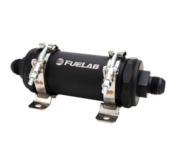 Fuelab - Fuelab PRO Series In-Line Fuel Filter (10gpm) -10AN In/-10AN Out 40 Micron Stainless - Matte Black - 86813