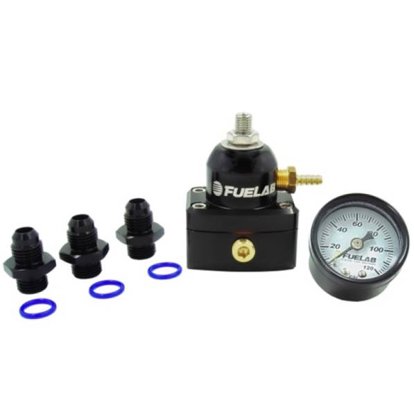 Fuelab - Fuelab 535 EFI Adjustable Mini FPR 25-90 PSI (2) -6AN In (1) -6AN Return (3) -6AN ORB w/Gauge Kit - 53501-1K