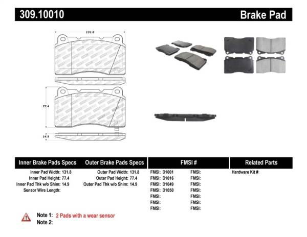 Stoptech - StopTech Performance 04-07 STi / 03-06 Evo / 08-10 Evo / 10+ Camaro Front Brake Pads